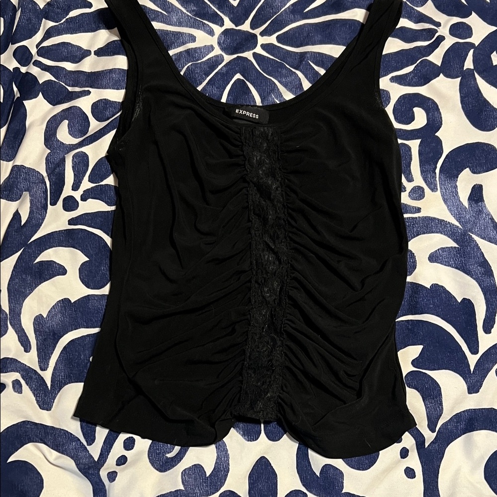 Express Black Ruched Tank Top